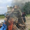 Polsek Kuantan Tengah Musnahkan Dua Rakit Dompeng PETI di Desa Beringin Taluk
