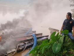 Polsek Benai Tindak Dugaan PETI di Banjar Lopak, Empat Rakit Dimusnahkan